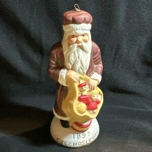 Vtg‎ Santa Claus Christmas 1897 Czechoslovakia Hand Painted Ornament Figure B21